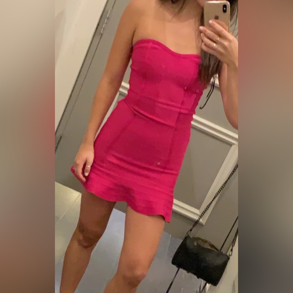 Fuchsia/Hot Pink Bodycon Bandage with Flare Dress